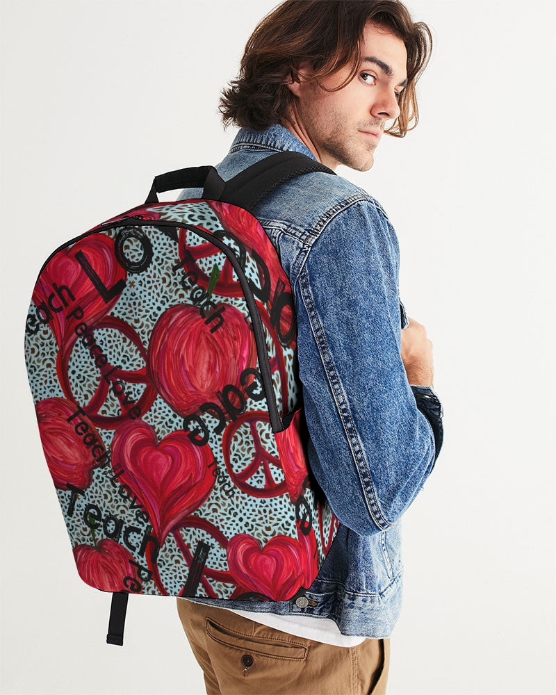 Love, Peace, Teach Large Backpack