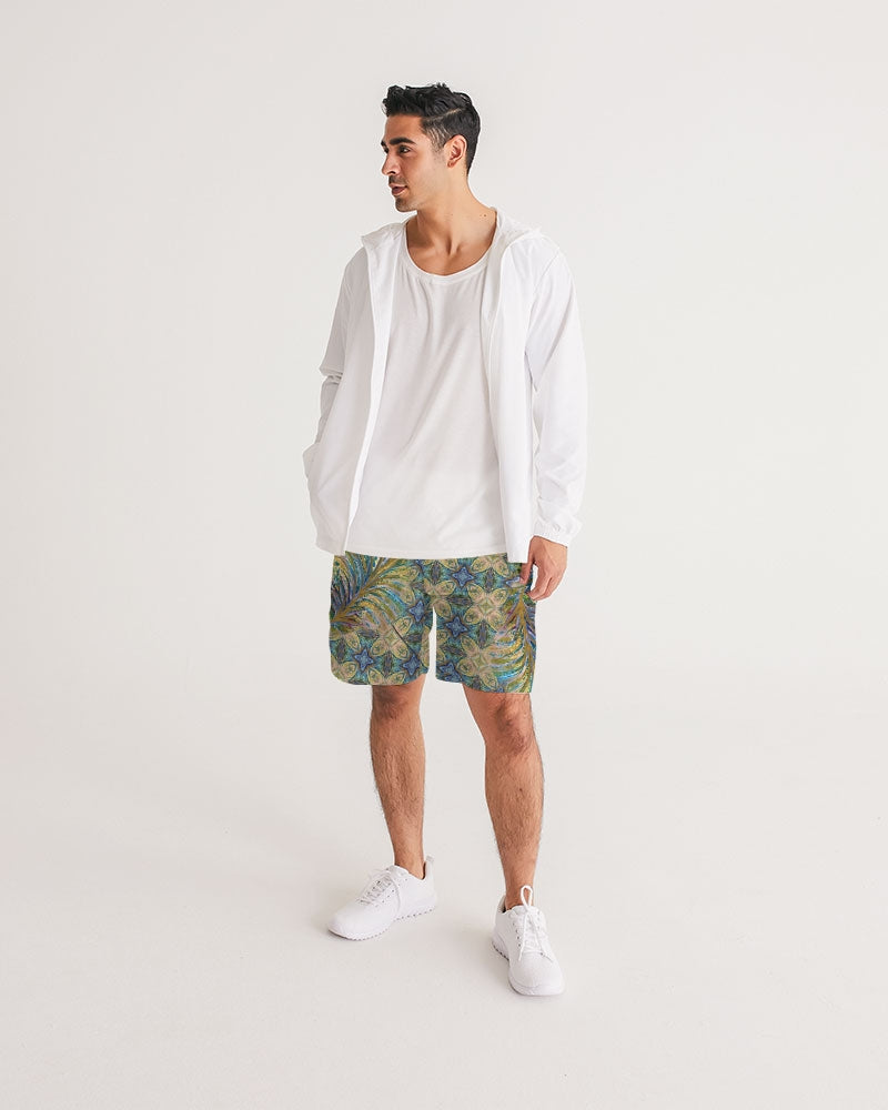 Yellow Wisps Mosaic Men's Jogger Shorts