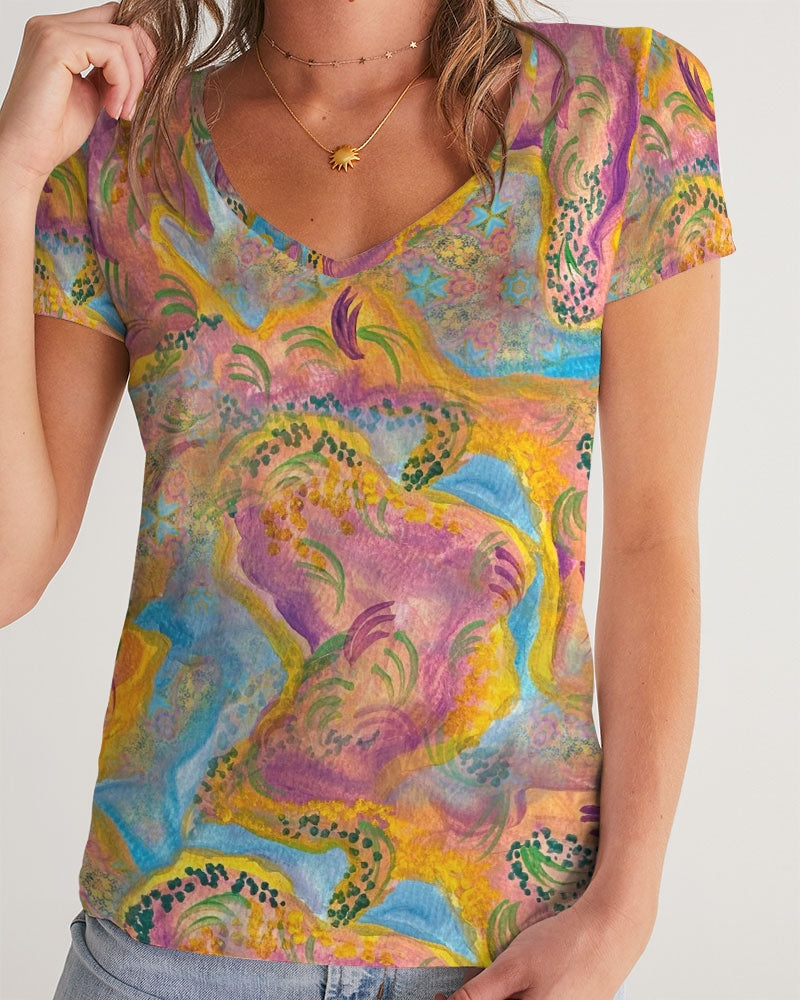 Around the world Women's V-Neck Tee