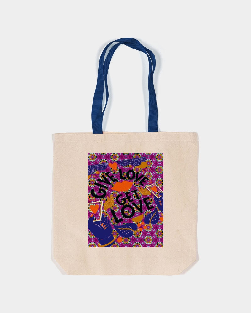 Give Love Canvas Tote with Contrast-Color Handles | Q-Tees