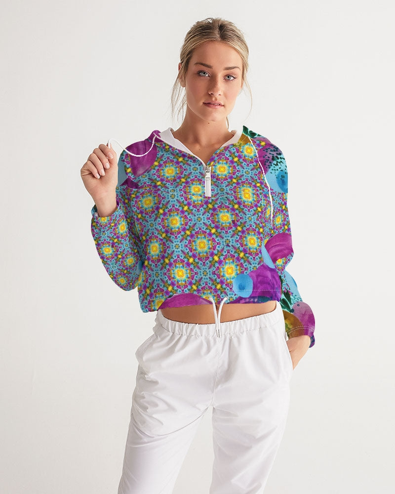 Watercolor Wonderland Women's Cropped Windbreaker