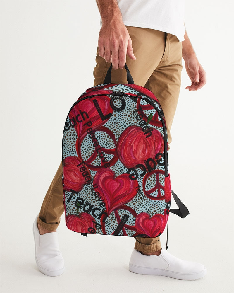 Love, Peace, Teach Large Backpack