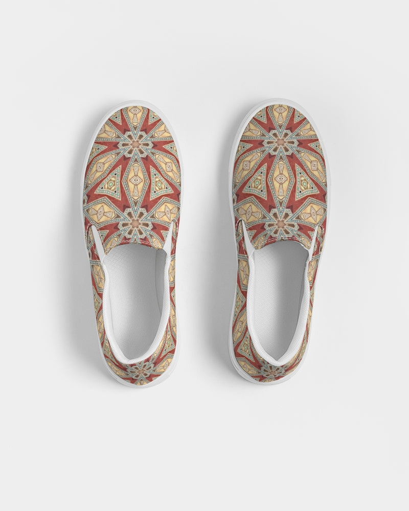 Red Geometric Stars Women's Slip-On Canvas Shoe
