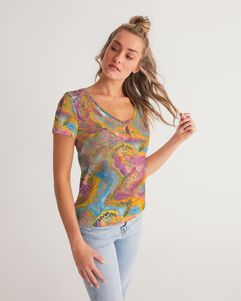 Around the world Women's V-Neck Tee