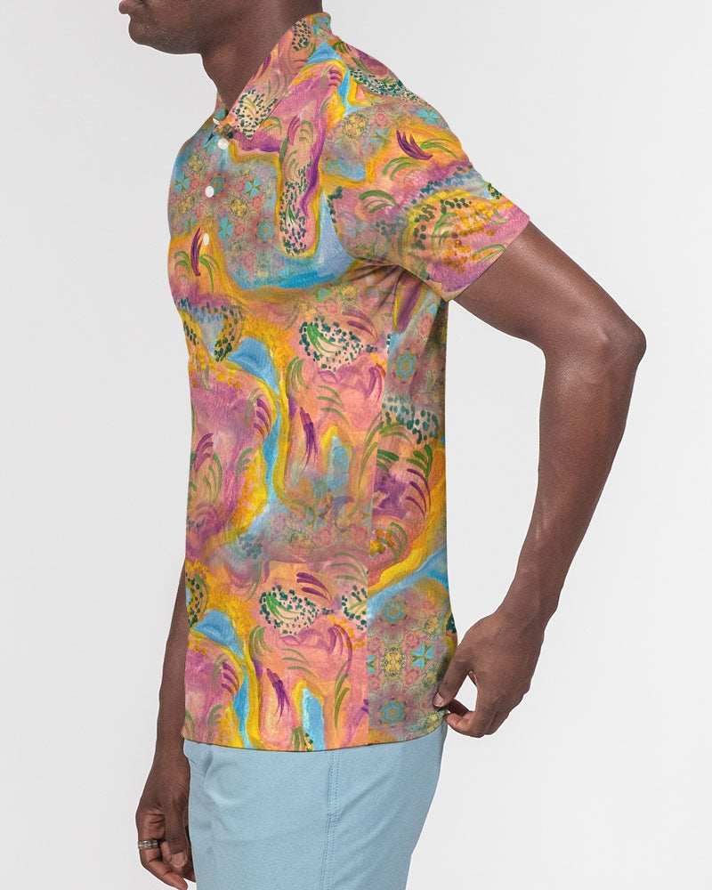 Around the world Men's Slim Fit Short Sleeve Polo