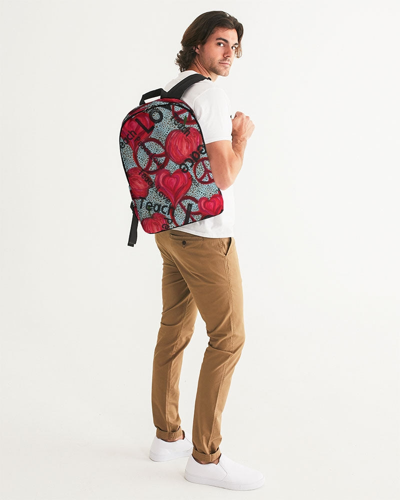 Love, Peace, Teach Large Backpack