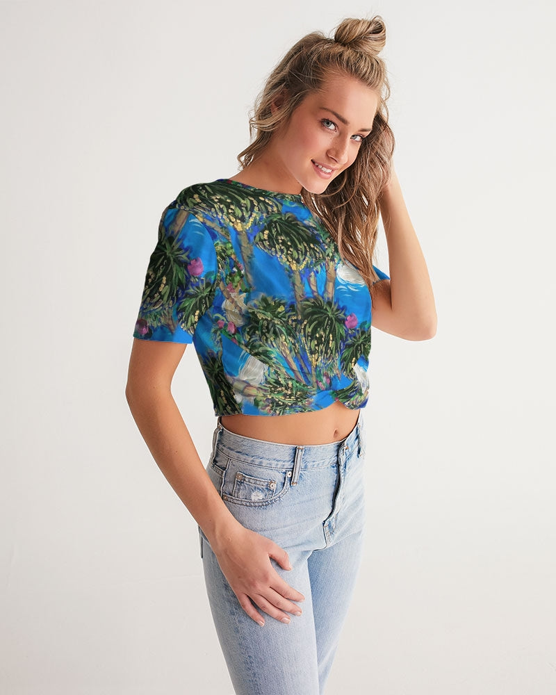 Mambo Craze Women's Twist-Front Cropped Tee