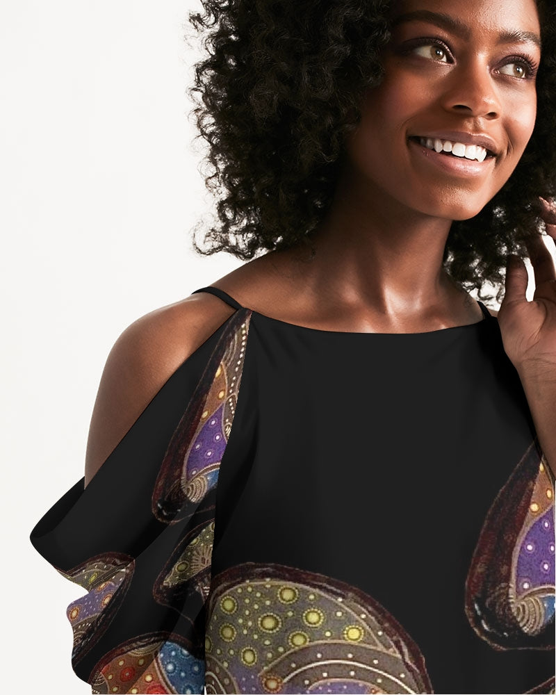 Mushrooms are Magic! Women's Open Shoulder A-Line Dress