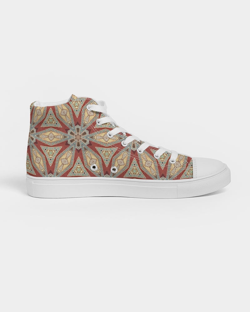 Red Geometric Stars Women's Hightop Canvas Shoe
