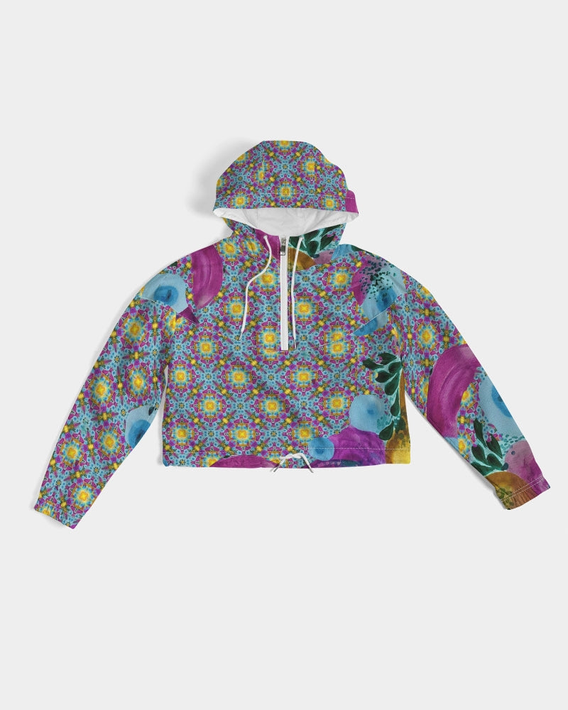 Watercolor Wonderland Women's Cropped Windbreaker