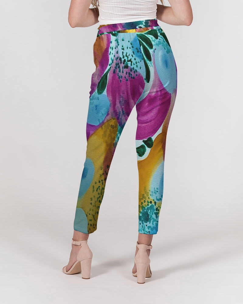 Watercolor Wonderland Women's Belted Tapered Pants