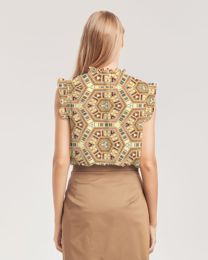 Middle Eastsern Mosaic Women's Ruffle Sleeve Top