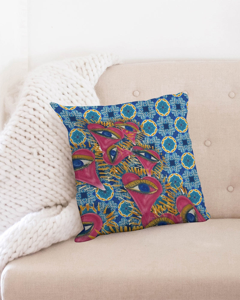 Blue Mosaic Throw Pillow Case 18"x18"