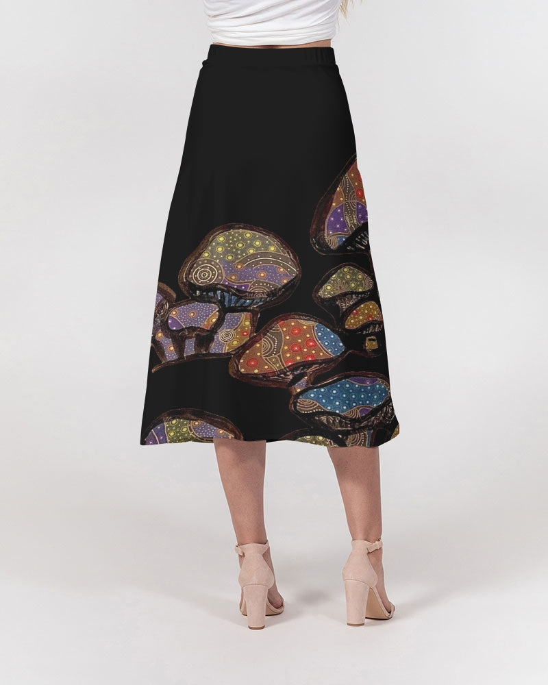 Mushrooms are Magic! Women's A-Line Midi Skirt