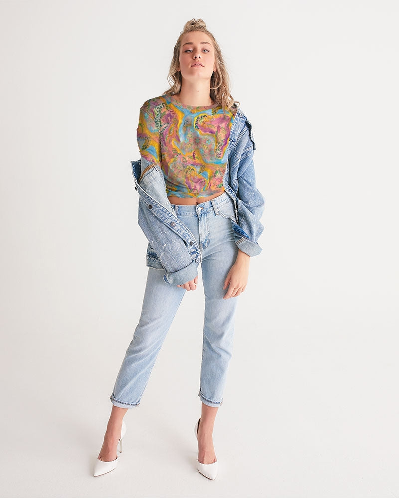 Around the world Women's Twist-Front Cropped Tee
