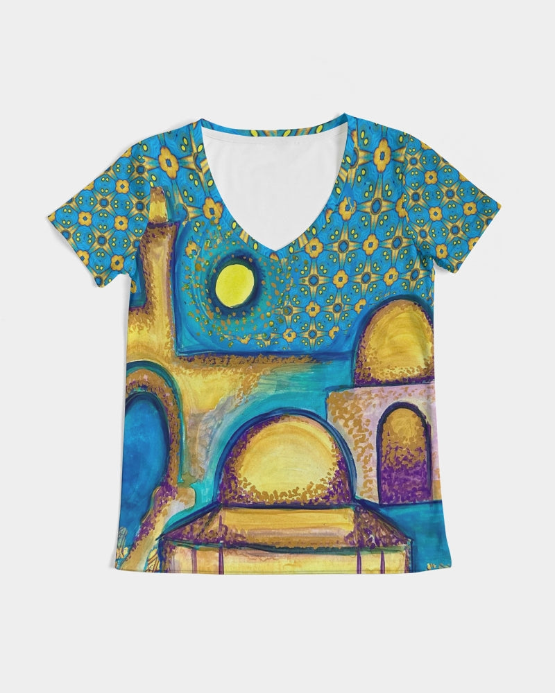 Jerusalem Sunshine Women's V-Neck Tee