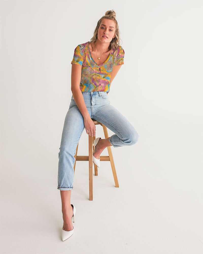 Around the world Women's V-Neck Tee