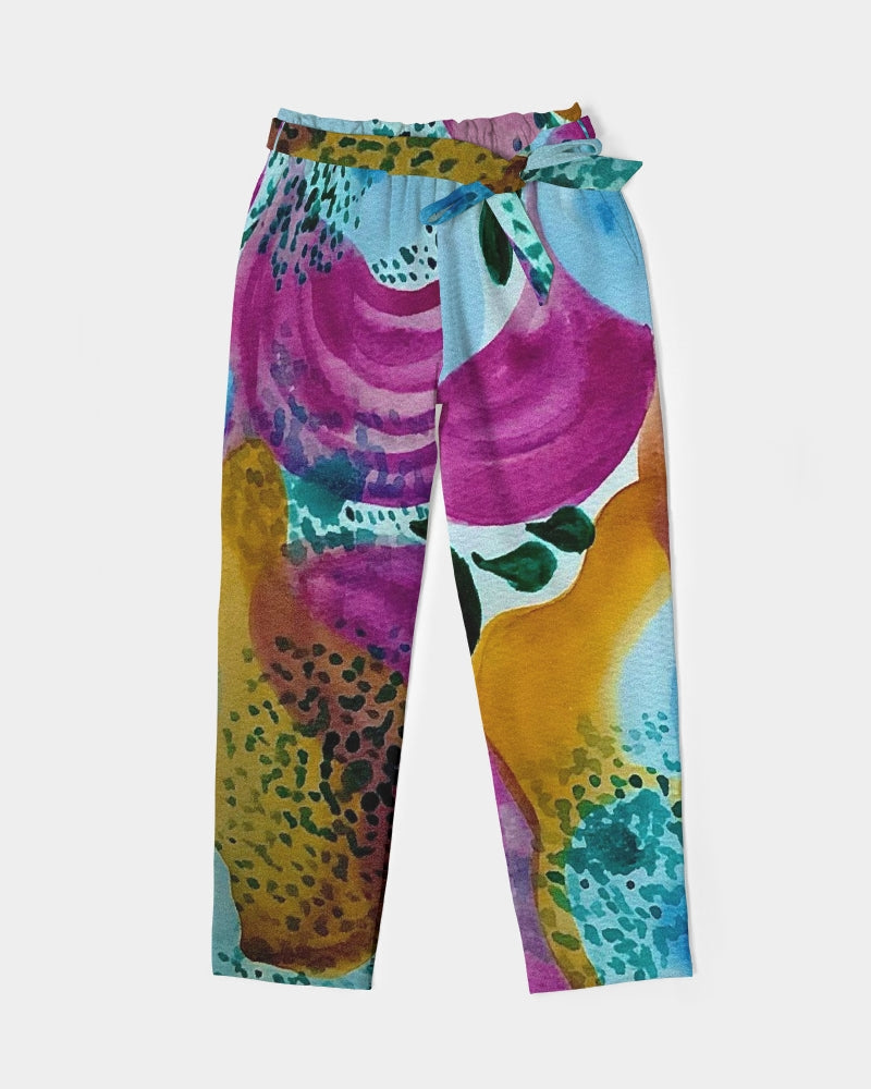 Watercolor Wonderland Women's Belted Tapered Pants