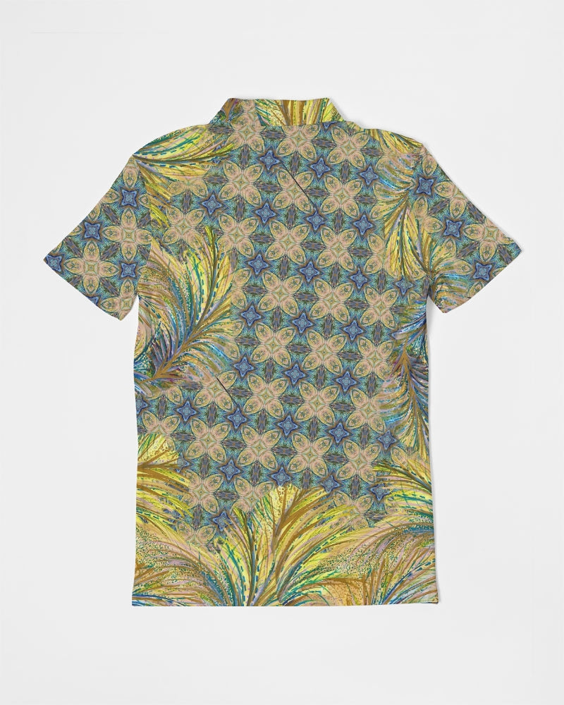 Yellow Wisps Mosaic Men's Slim Fit Short Sleeve Polo