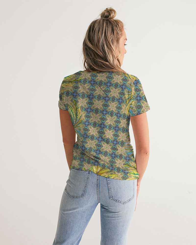 Yellow Wisps Mosaic Women's V-Neck Tee