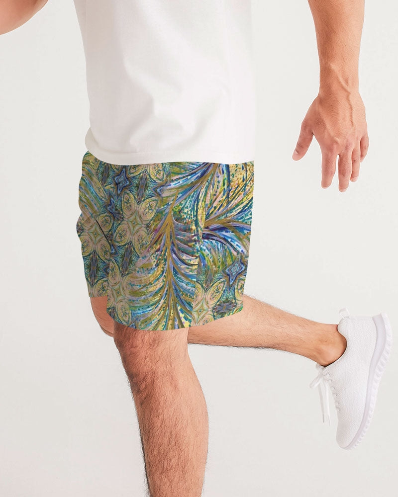 Yellow Wisps Mosaic Men's Jogger Shorts