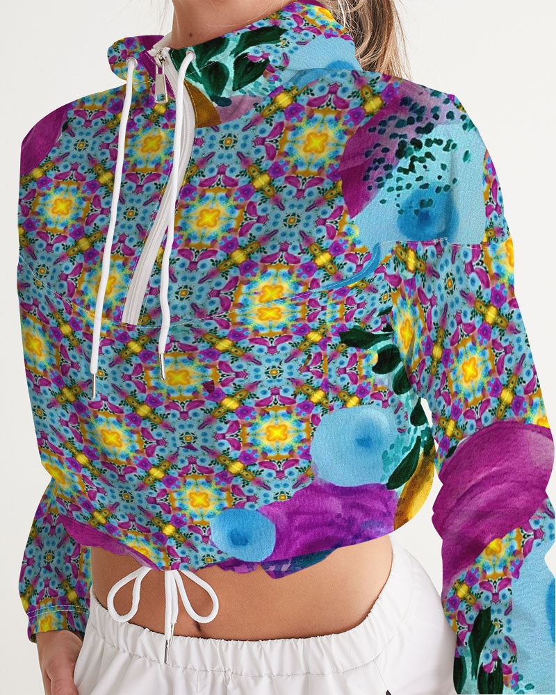 Watercolor Wonderland Women's Cropped Windbreaker