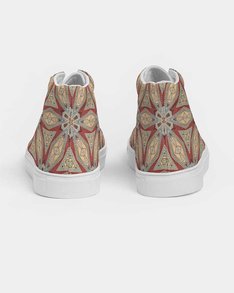 Red Geometric Stars Women's Hightop Canvas Shoe