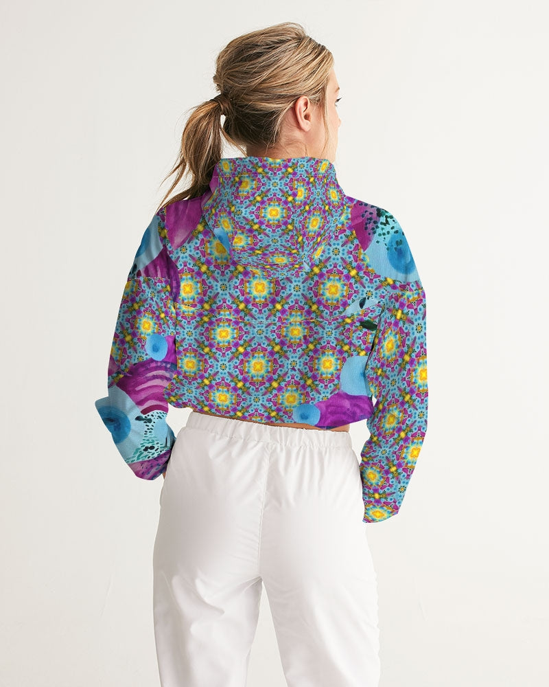 Watercolor Wonderland Women's Cropped Windbreaker
