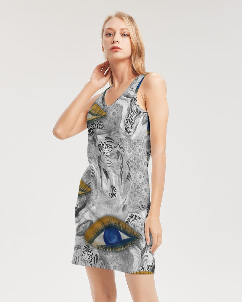 So Much to See Women's Rib Knit V Neck Mini Dress