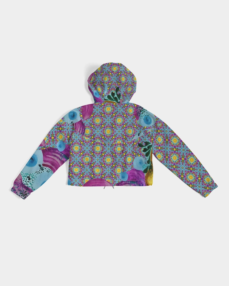 Watercolor Wonderland Women's Cropped Windbreaker