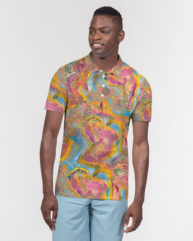 Around the world Men's Slim Fit Short Sleeve Polo