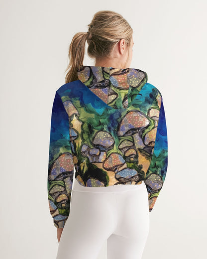 Mushrooms are Magic! Women's All-Over Print Cropped Hoodie