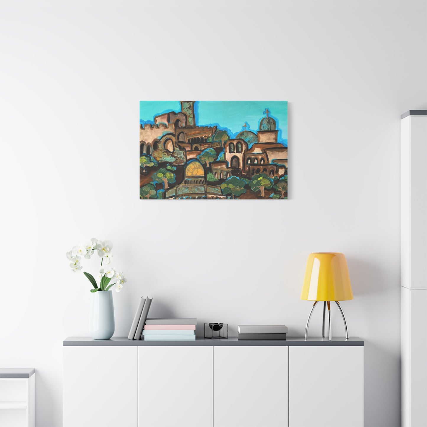 Artistic Canvas Print - Vibrant Architectural Landscape Wall Art