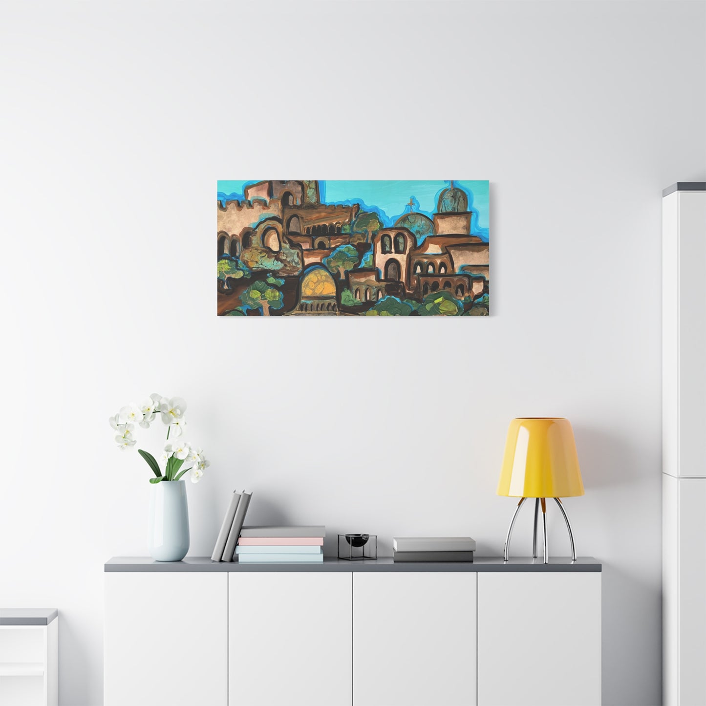 Artistic Canvas Print - Vibrant Architectural Landscape Wall Art