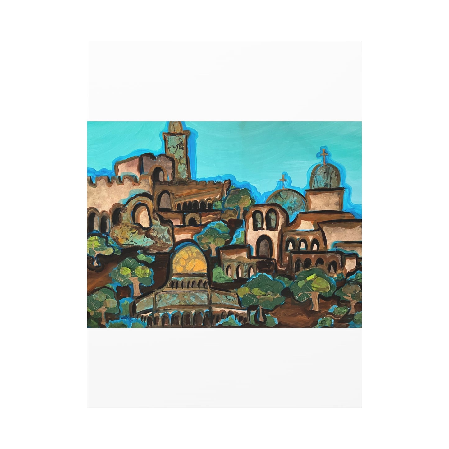 Artistic Canvas Print - Vibrant Architectural Landscape Wall Art