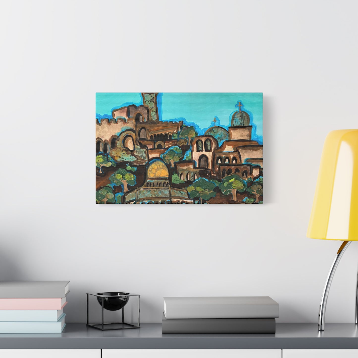 Artistic Canvas Print - Vibrant Architectural Landscape Wall Art