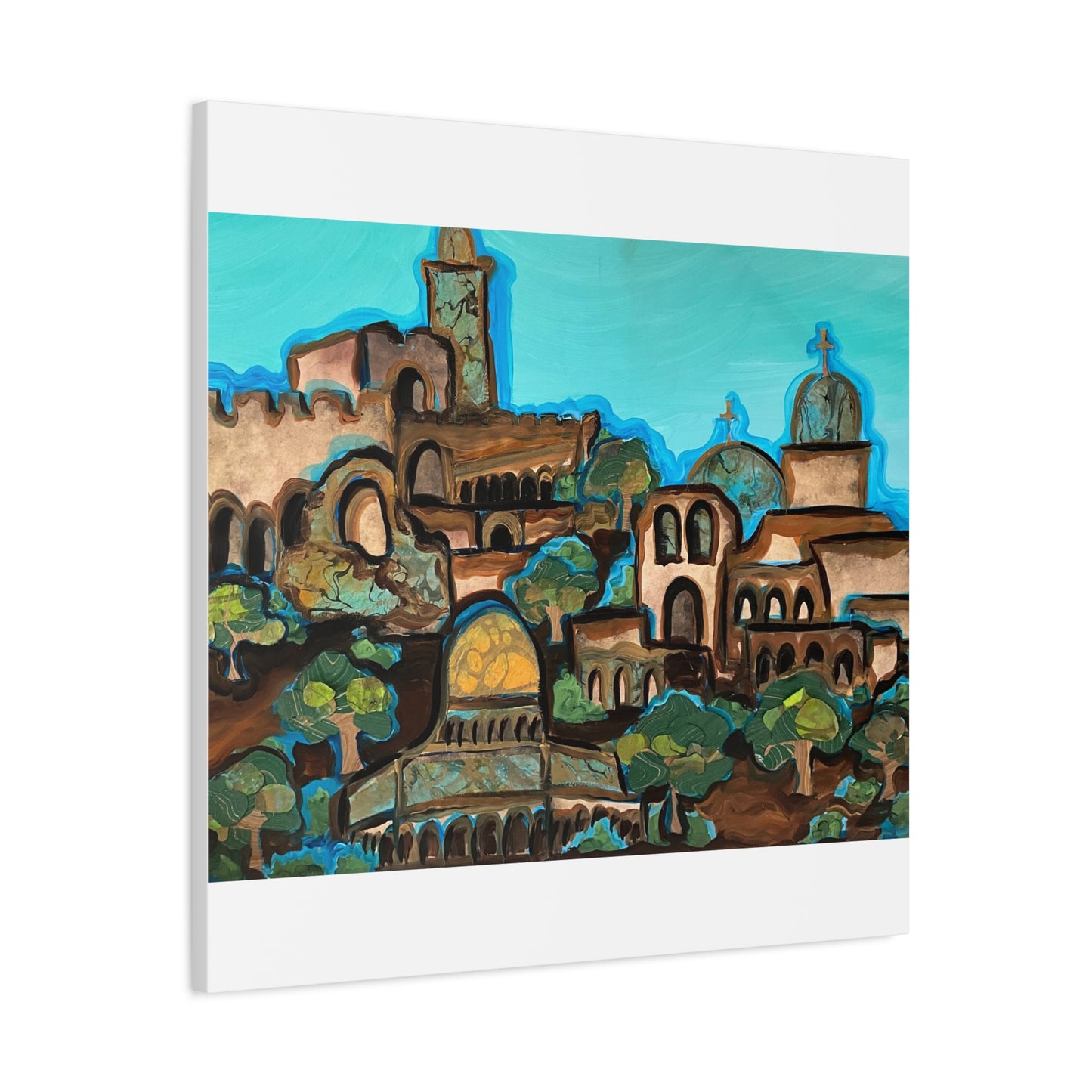 Artistic Canvas Print - Vibrant Architectural Landscape Wall Art