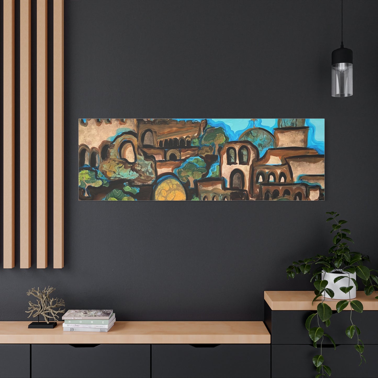 Artistic Canvas Print - Vibrant Architectural Landscape Wall Art