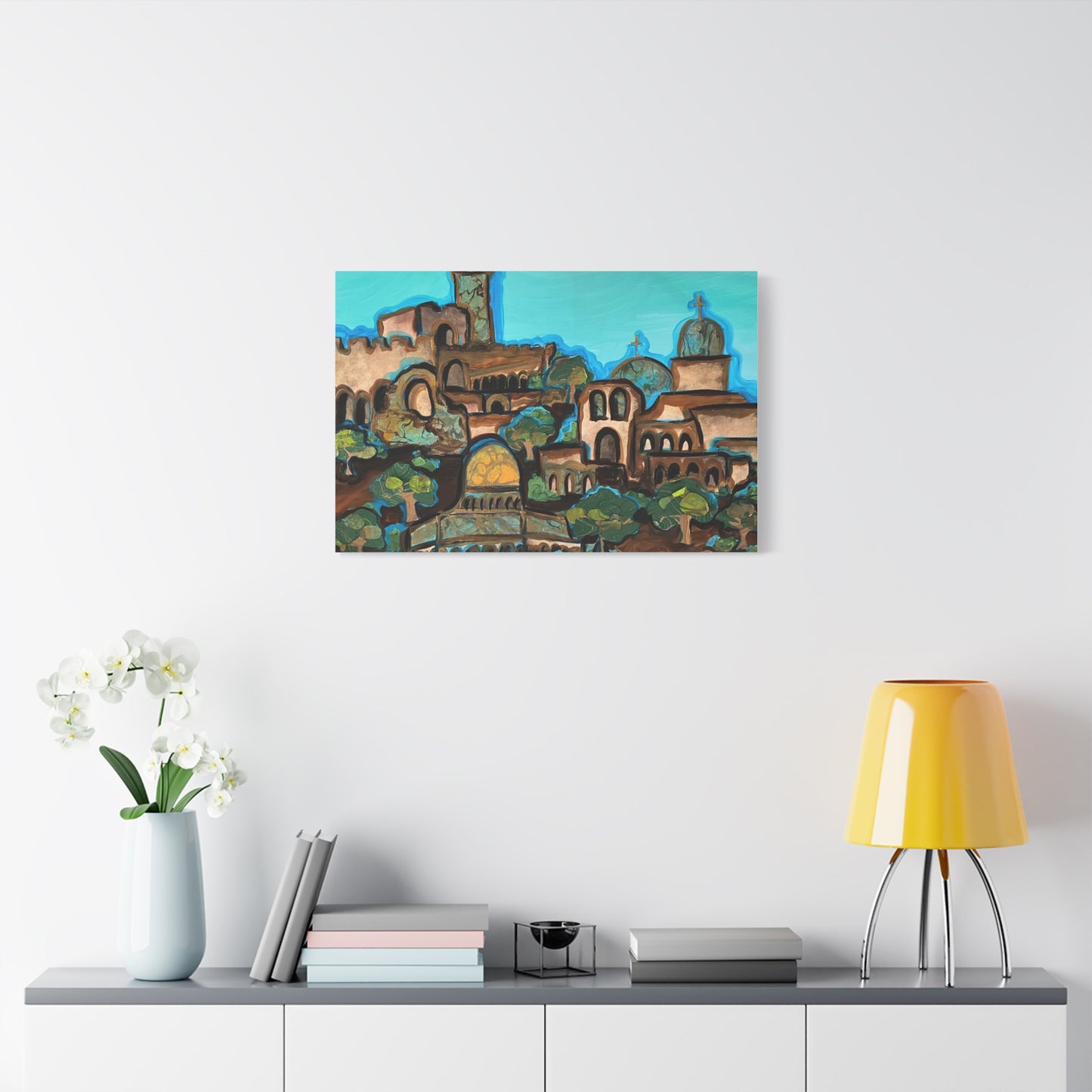 Artistic Canvas Print - Vibrant Architectural Landscape Wall Art