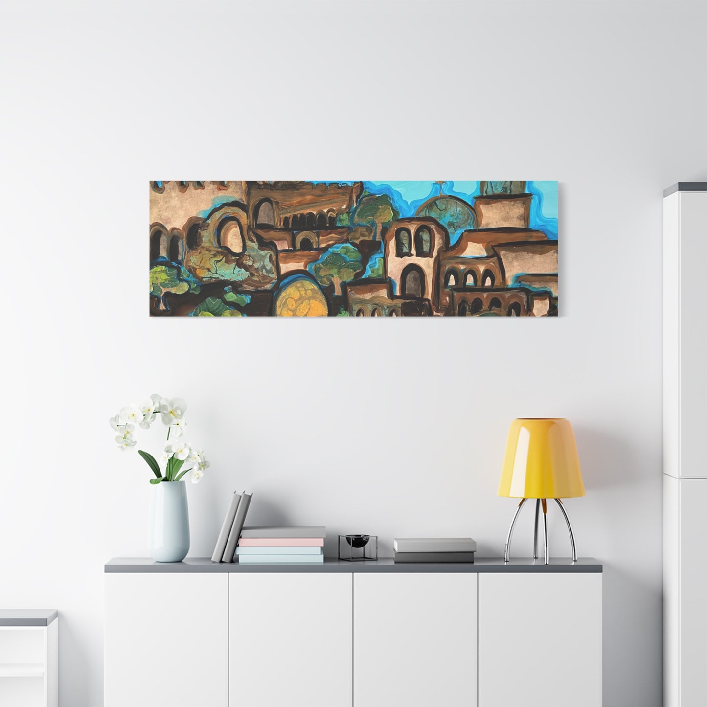 Artistic Canvas Print - Vibrant Architectural Landscape Wall Art