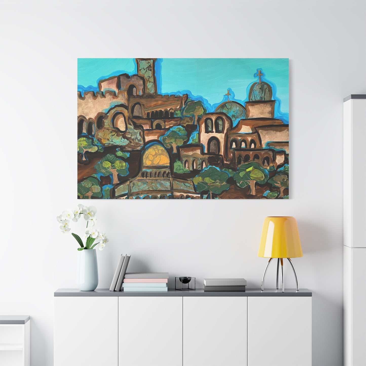 Artistic Canvas Print - Vibrant Architectural Landscape Wall Art