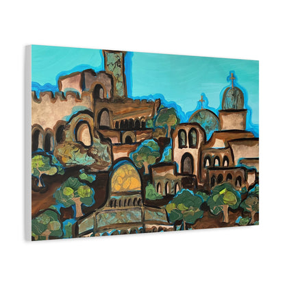 Artistic Canvas Print - Vibrant Architectural Landscape Wall Art