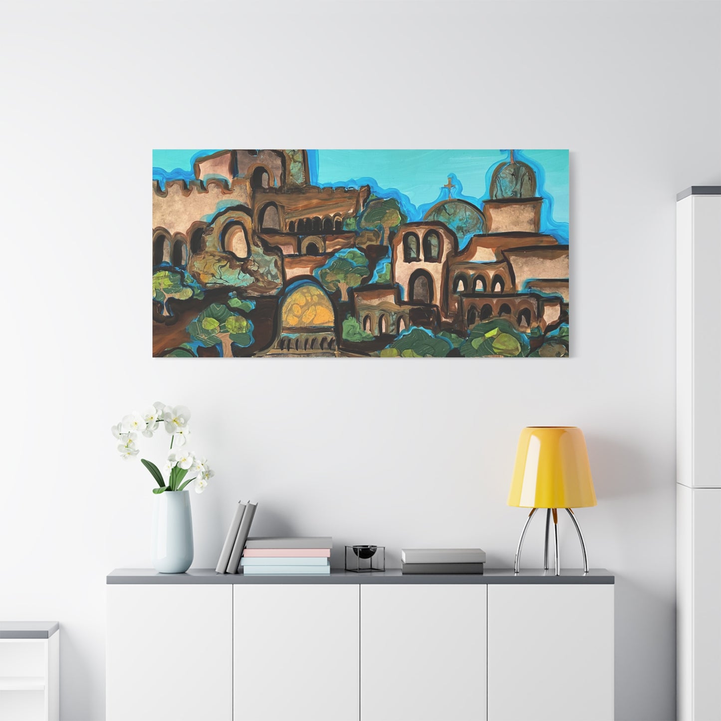 Artistic Canvas Print - Vibrant Architectural Landscape Wall Art