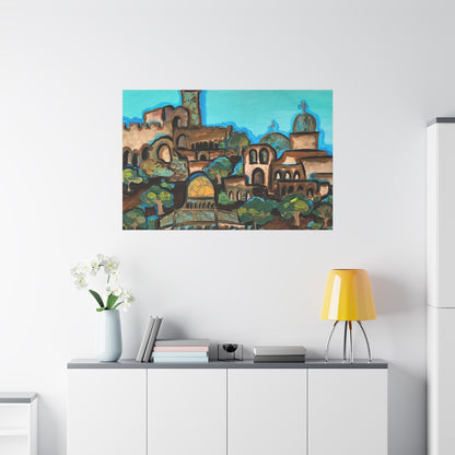 Artistic Canvas Print - Vibrant Architectural Landscape Wall Art