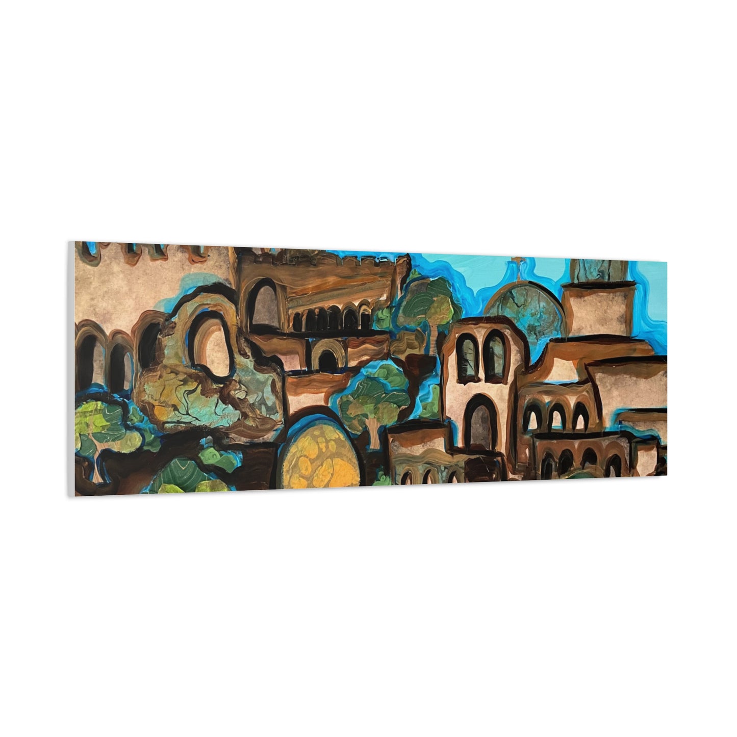 Artistic Canvas Print - Vibrant Architectural Landscape Wall Art