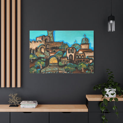 Artistic Canvas Print - Vibrant Architectural Landscape Wall Art