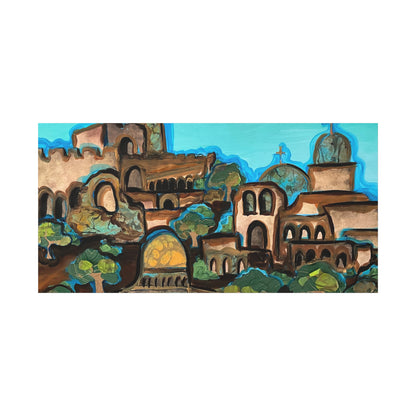 Artistic Canvas Print - Vibrant Architectural Landscape Wall Art