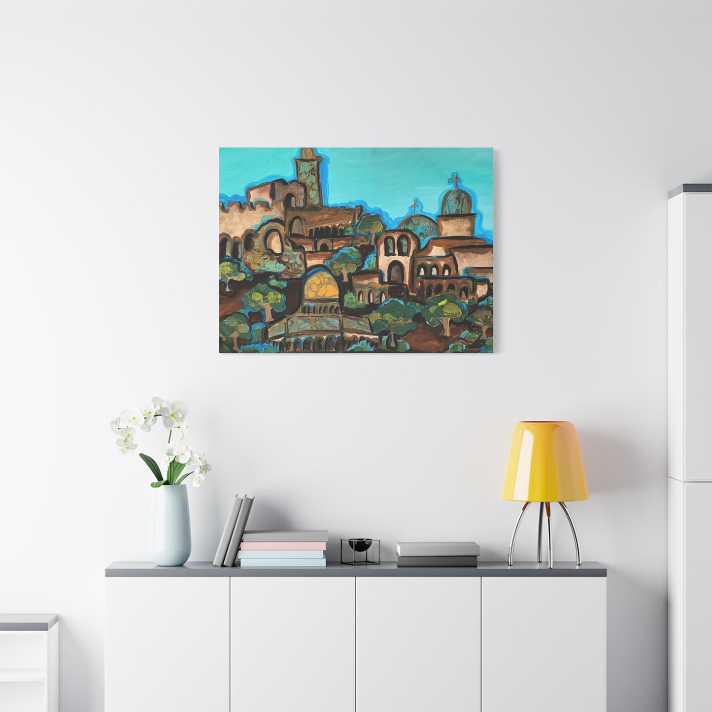 Artistic Canvas Print - Vibrant Architectural Landscape Wall Art