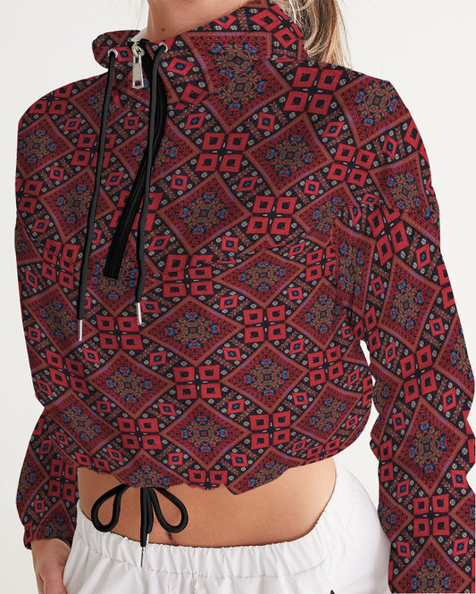 Palestinian @ Heart Women's All-Over Print Cropped Windbreaker
