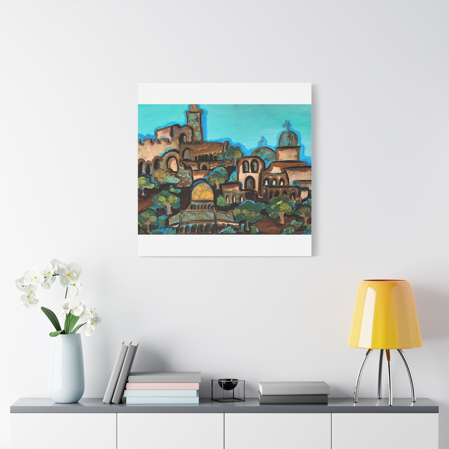 Artistic Canvas Print - Vibrant Architectural Landscape Wall Art